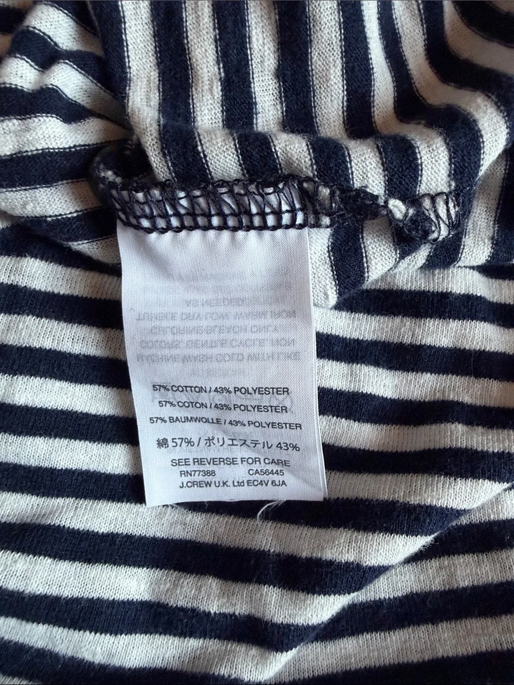 Women’s J. Crew Navy & White Striped Henley Long-Sleeve Tee Shirt